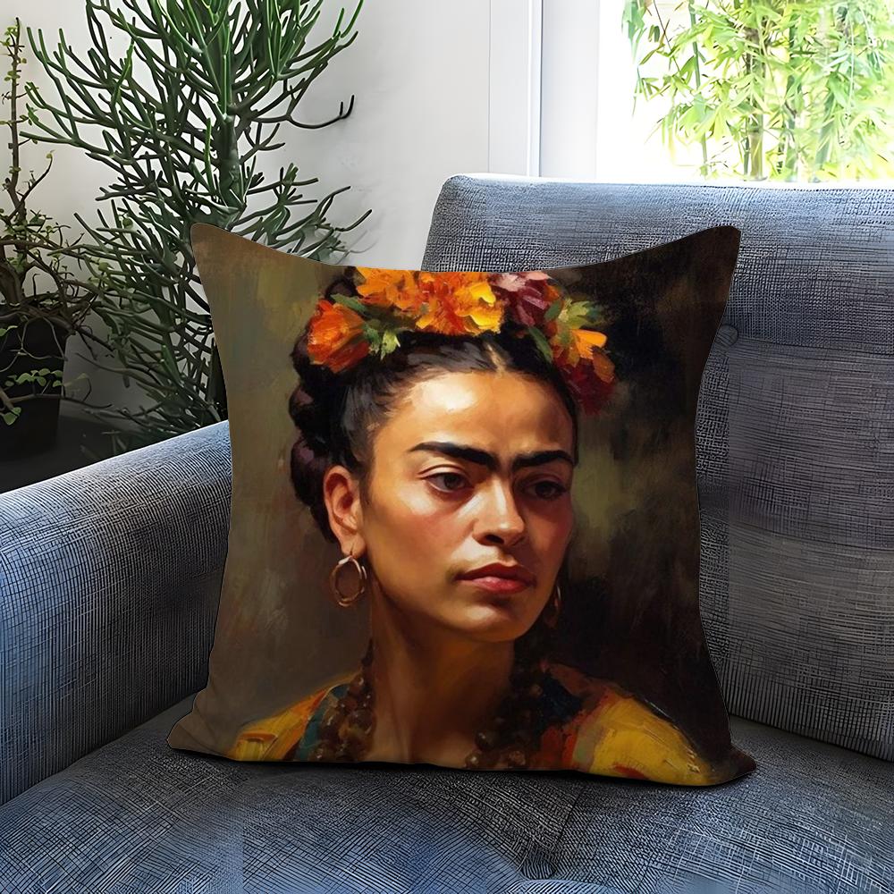 F-Frida K-Kahlo Painting Art Cushion Cover Comfortable Reversible Pillow Cover Ideal for Car Sofa Bedroom & Beyond
