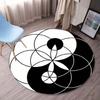 1pc Black and white Yin-Yang print polyester carpet crystal velvet round carpet suitable for living room and bedroom