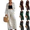 Damen Zweiteiler mit Polka Dots Langarm Locker geschnittenes Hemd mit elastischem Bund Weite Hosen Set