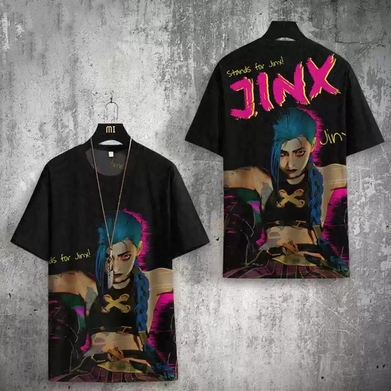 

Футболки Arcane League Jinx 3D-принт Чоловічі/Жіночі Футболки з аніме для дорослих Мода Harajuku Футболки з мультфільмом Дитячі топи Y2k Одяг для косплею S