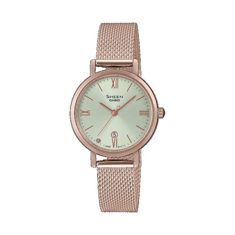 Casio Sheen Women s Stainless Steel 50M Water Resistant Analog Quartz Watch SHE-4540CM-3A зелёный