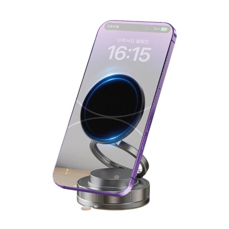 Car Holder Vacuum Magnetic Phone Bracket Strong Magnet Suction Design Multi-angles Adjustment Foldable Navigation Stand