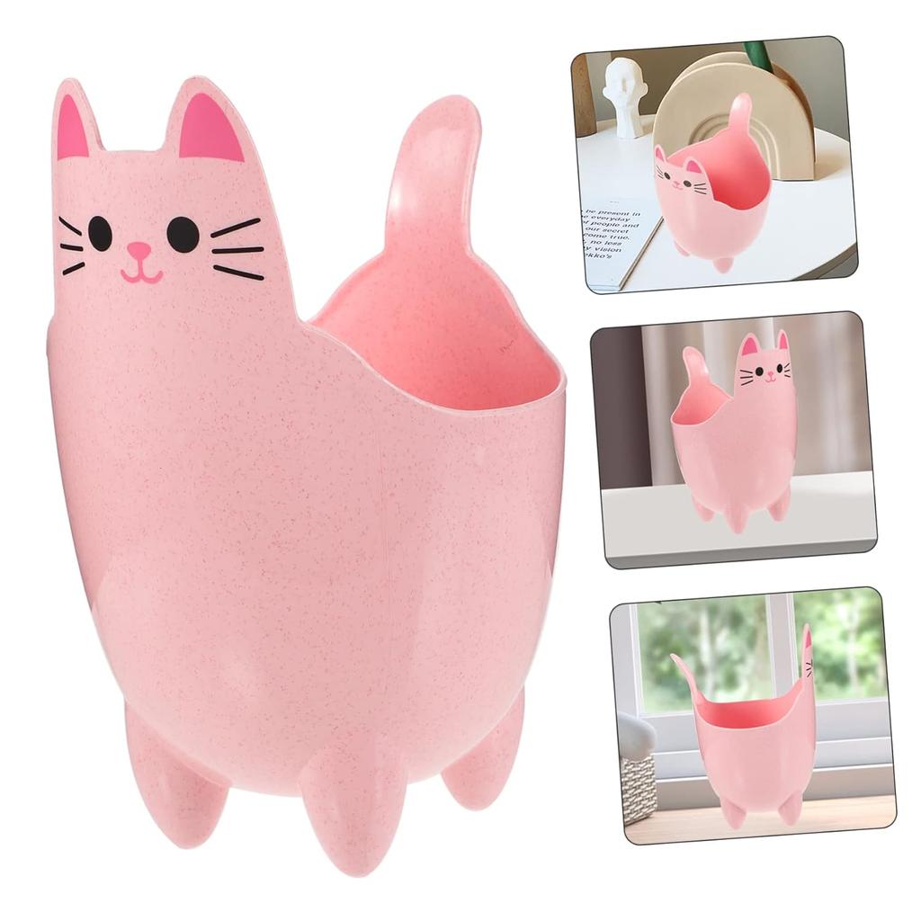 cat Shaped Trash can Kitchen Garbage bin Cartoon Waste Basket Dorm Trash can Tiny Trash can Little Trash can Mini Desktop Wastebasket Pen Container
