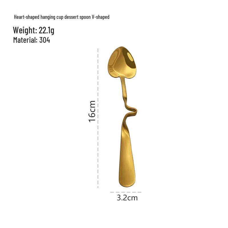 ZISIZ Edelstahl V-Form Herz Hängelöffel Dessertlöffel