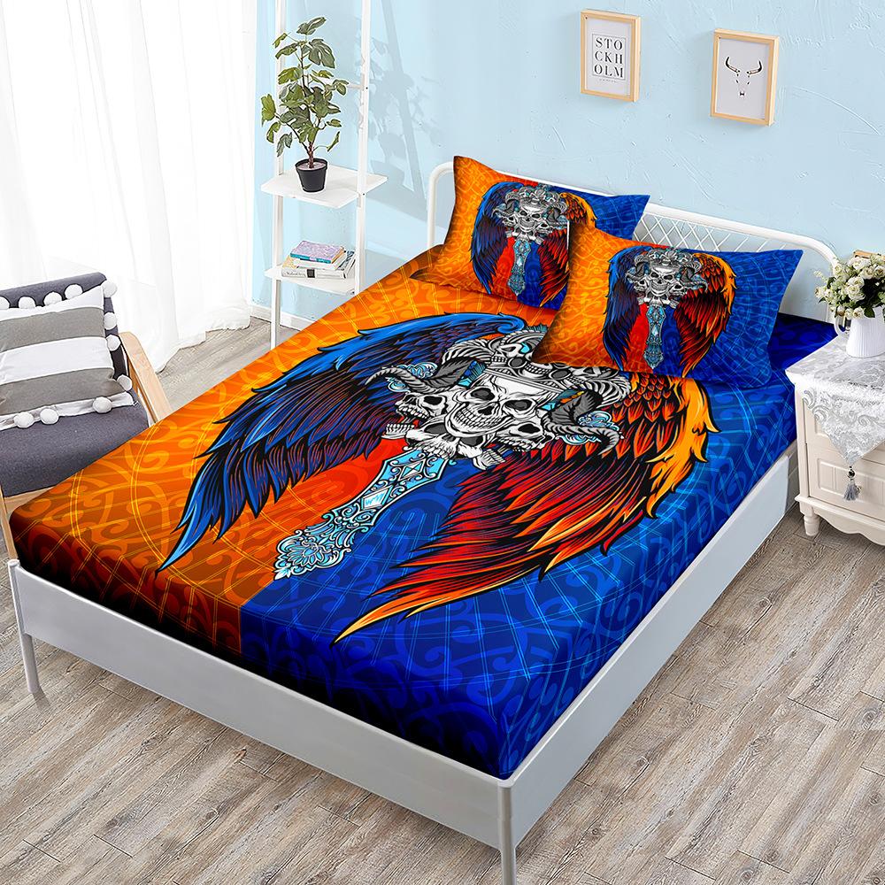 Skull Gothic Kit, Sheet Three-Piece Set, Bedspread Pillowcase, Mattress Protective Cover