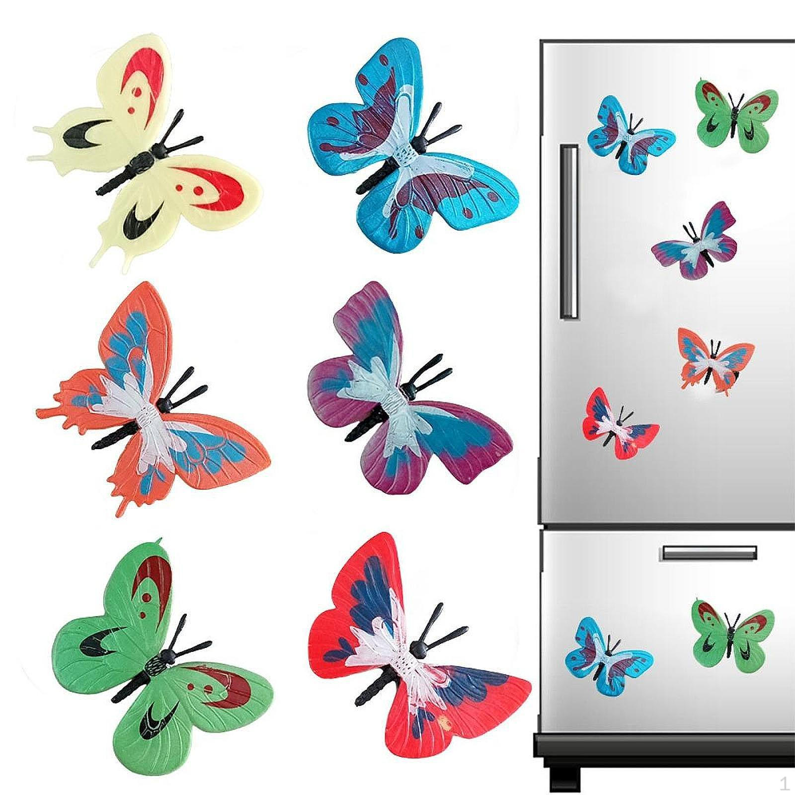 

6x Butterfly Stickers Decor 3D Ornaments Refrigerator for Message Boards Cabinet