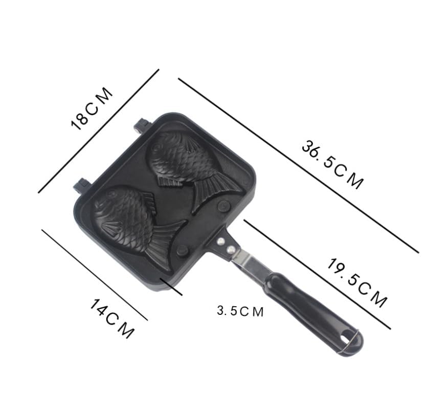 Home Taiyaki Maker, Direct-Fire, Non-Stick, Aluminum Alloy, Taiyaki Pan, Waffle Baking Pan, DIY Biscuit Cake Mold, Double Fish Baking Mold