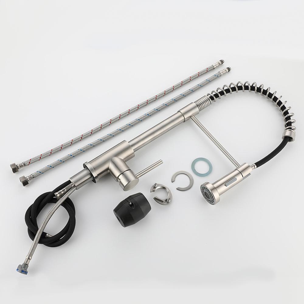 Brushed Gold Kitchen Sink Faucet One Handle Spring Hot and Cold Water Tap Deck Mounted Bathroom Kitchen Crane