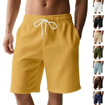 Herren Casual Shorts mit Kordelzug und Taschen Entspannte Passform Leichter weicher Stoff Bequemes elastisches Design