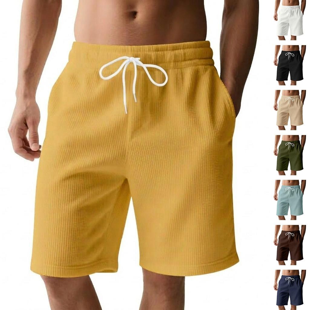 Pantaloncini Casual da Uomo con Coulisse in Vita e Tasche Vestibilità Rilassata Tessuto Leggero Morbido Design Elastico Comodo