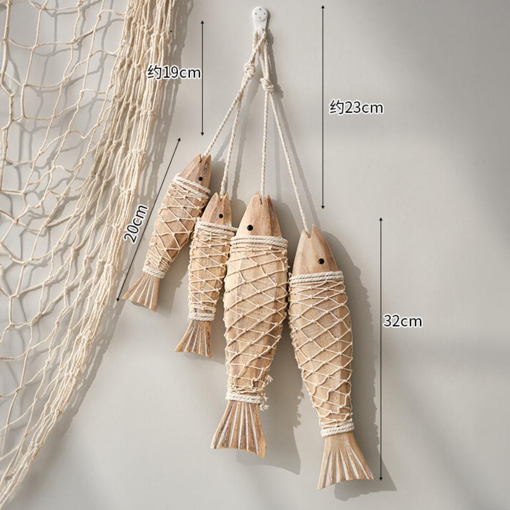 Mediterranean Fish Pendant Handmade Solid Wood Fish String Wall Decoration Wall Decoration Simulation Fish String Decoration