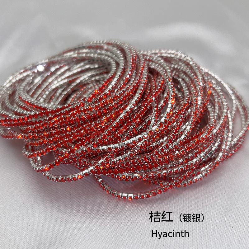 1Pcs Single Row Cubic Zirconia Tennis Bracelet Silver Color Elastic Bangle for Women Multi Layered Wearing Streetwear Jewelry