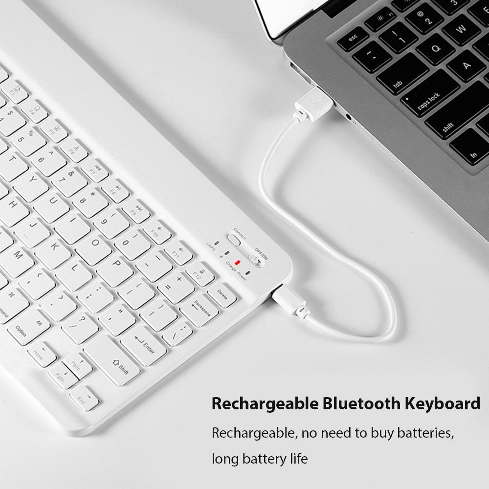 Bluetooth Wireless Keyboard with Mouse Portable Mini Rechargeable Keyboard for iPad Tablet Android iOS Windows Laptop