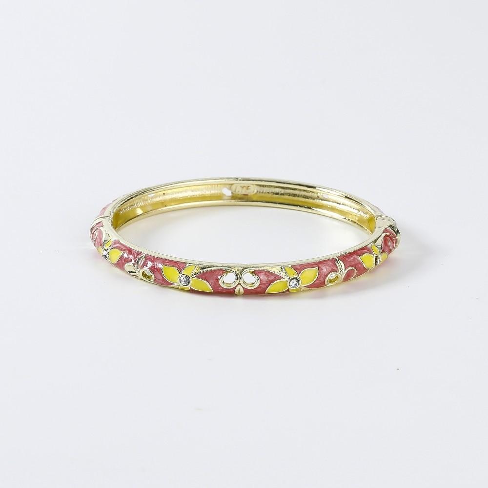 Bracciale a Fascia Fioritura Cinese Smaltato Braccialetto Tradizionale da Polso da Donna Bracciale Vintage Cloisonné da Donna