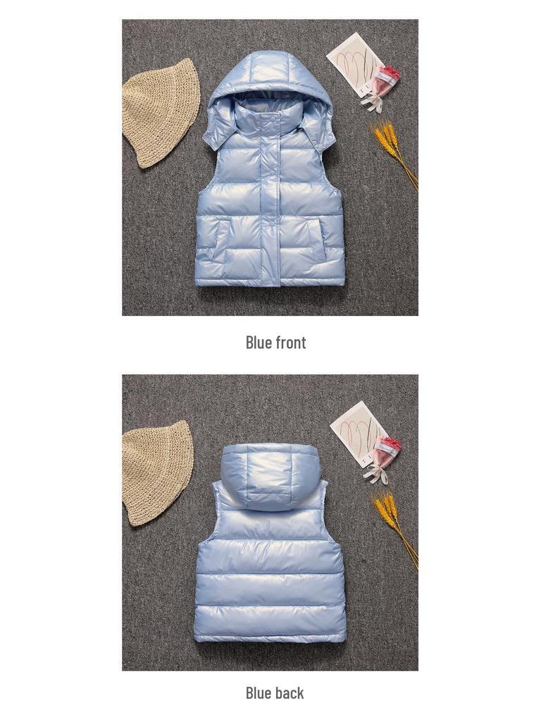 Kids' Hooded Down Cotton Vest: Thickened Sleeveless Jacket for Girls (Autumn/Winter).