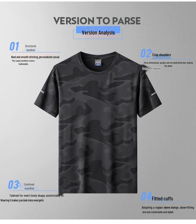 Herren Outdoor Sommer Eisseide Schnelltrocknendes Kurzarm-T-Shirt: Leichte Sport- und Freizeit-Fitnessbekleidung