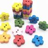 100PC Wood Sewing Buttons, Flower Buttons with 2 Holes Buttons for Sewing DIY Craft Decorative