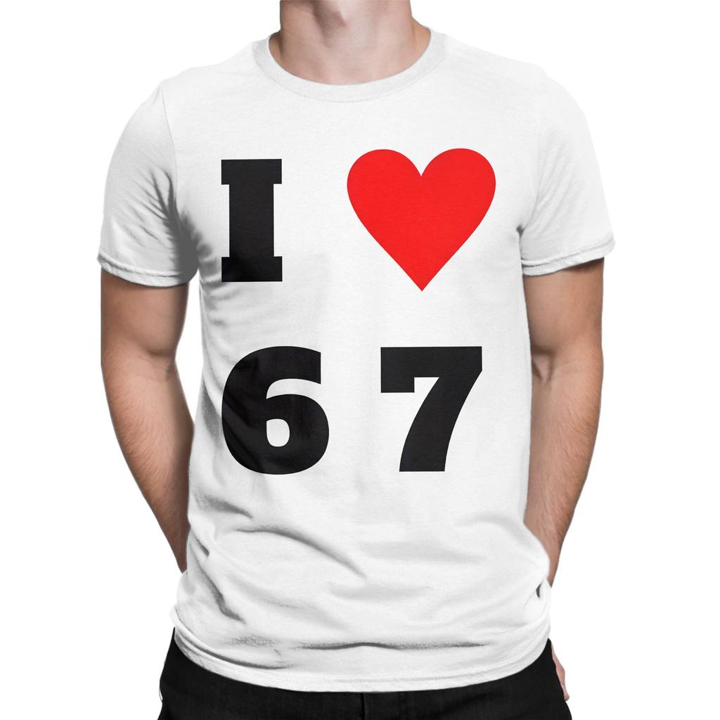 I Heart 67 T Shirt Summer Pure Cotton T Shirts For Unisexs Harajuku Casual Tshirt Short Sleeves Y2k Retro Tops