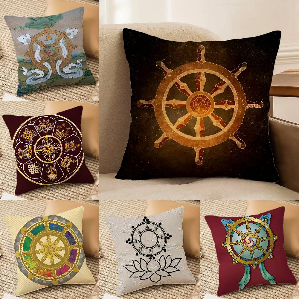 Reincarnation Print Six Paths of Reincarnation Pillow Case Comfort Sofa Bed Silky Elegant Invisible Zipper Decorative Cushion