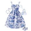 Retro-Chic Bow Spaghetti Strap Dress for Girls - European & American Summer Style