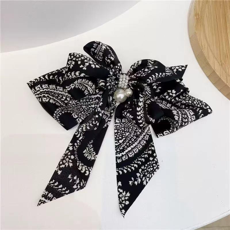 Handmade Pearl Bow Hair Clip Women Netting Accessory Korean Style Headband