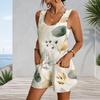 Womens Tank Top Romper Plus Size With Patch Pockets