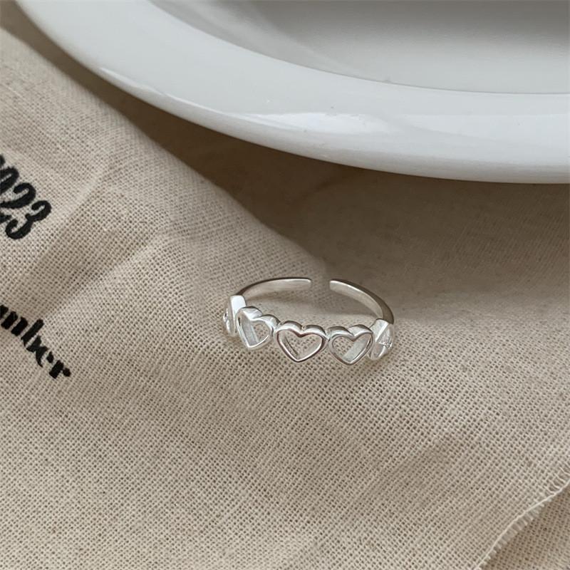 Exquisite Heart Ring For Women Adjustable Open Design Trendy Korean Style Fashion Jewelry