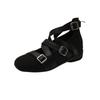 Amano Retro Cross Heightening Ballet Shoes Women's 2025 New Square Head Flats Sandals Mary Jane Single Shoes