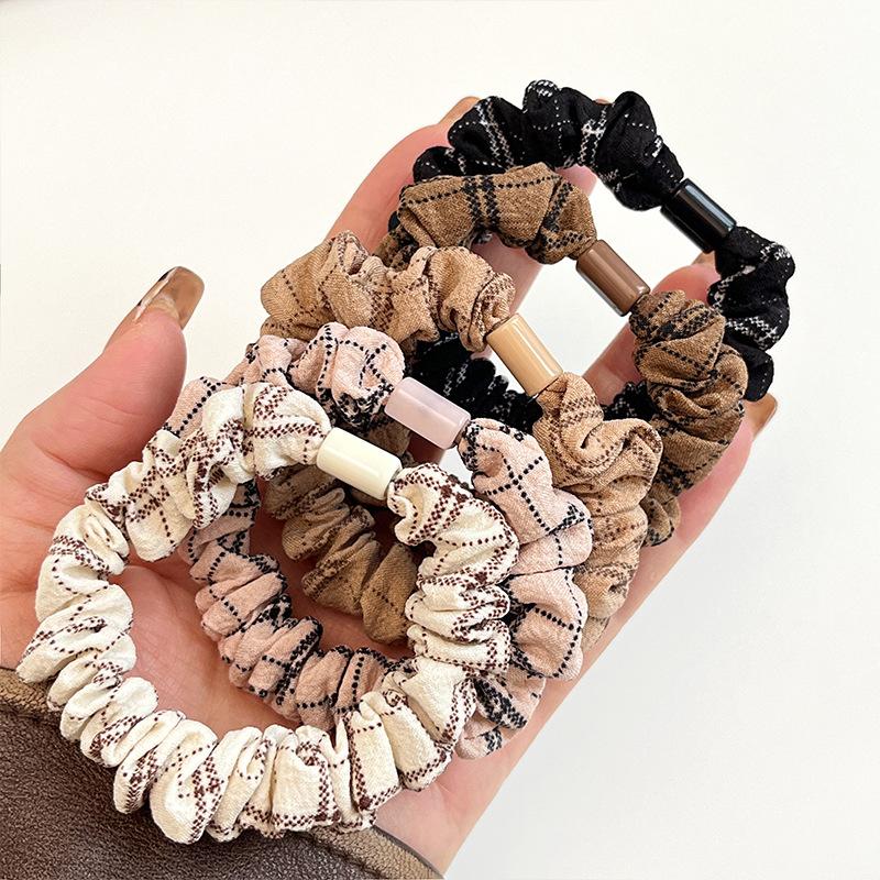 5pc Fashion European and American Plaid Elastic Hair Bands for Women Girls Hair Ties Rope for Hair Accessories Ponytail Holder