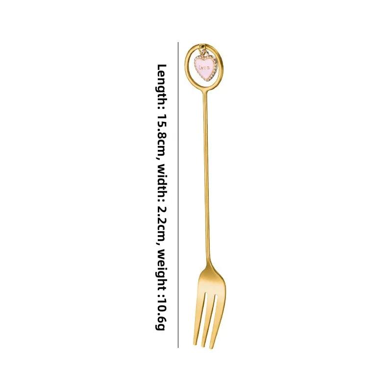 1 Stück Edelstahl Kaffeelöffel Langer Griff Rührgabel Herz Stern Anhänger Rührlöffel Obstgabel Küchengeschirr