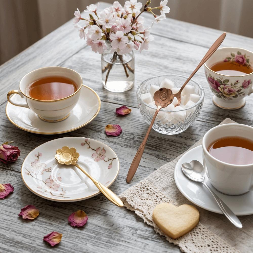 4Pcs Multi-color Coffee Mixing Spoon Rustless Steel Dessert Spoon Beverage Stirrer Afternoon Tea