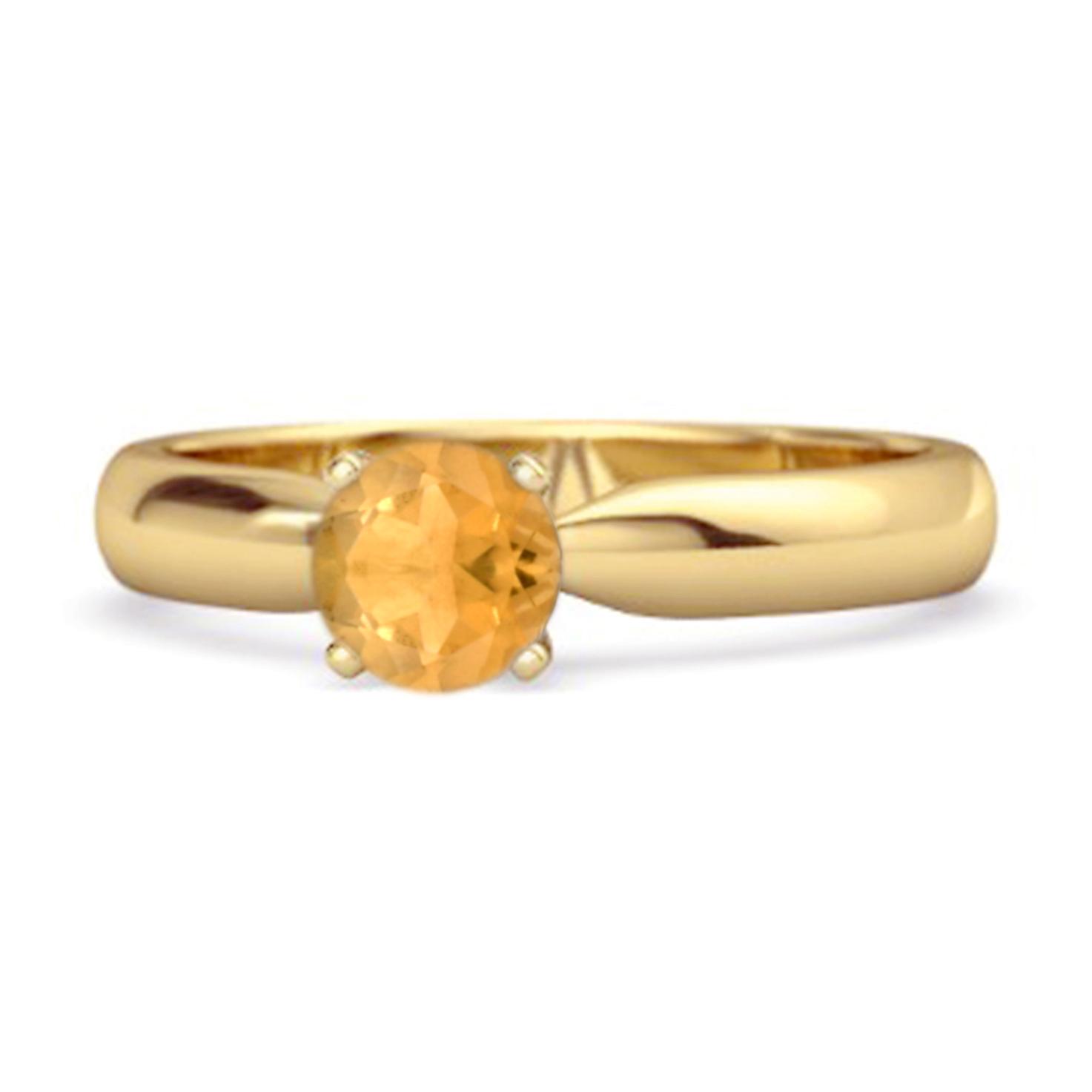 Citrine Solitaire Classic Minimalist Ring - 925 Sterling Silver Gold Vermeil 6 жёлтый