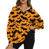 Women's Casual Fashion Long Sleeve  Print Oversize Zip Sweatshirt Top