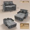 2 Seater Sofa Bed 3-in-1 Convertible Chenille Pull Out Sleeper Sofa with 5-Position Adjustable Backrest, Grey