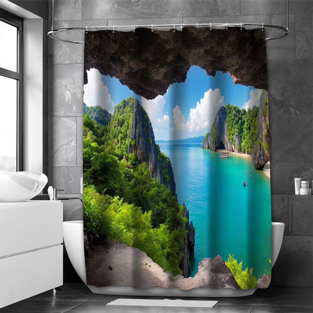 Plážový vzor Sprchový závěs do koupelny Vodotěsný Se 12 háčky Domácí dekorace Doprava zdarma