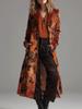 2026 European Retro Velvet Floral Lapel Long Coat - Women's Autumn Winter Fashion.