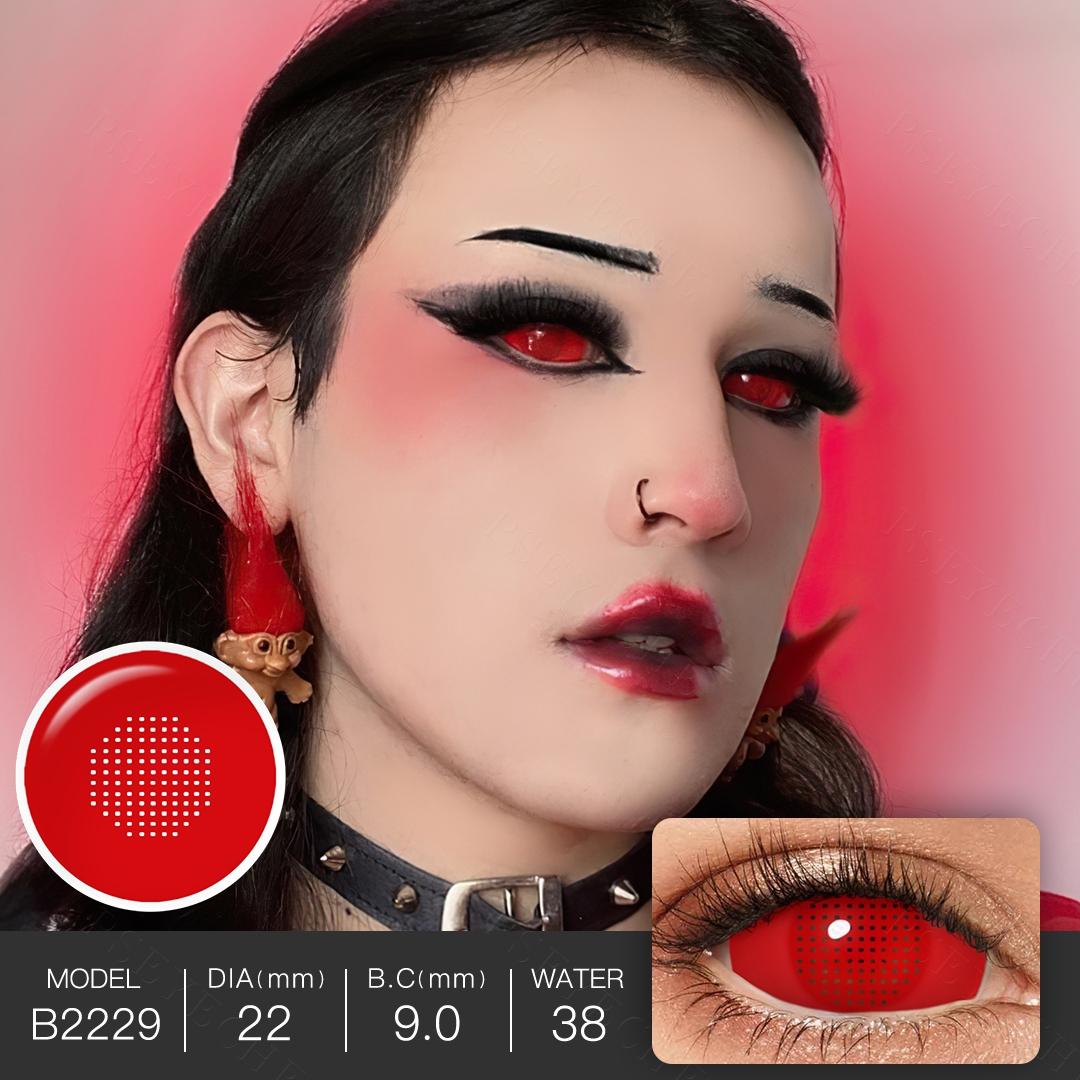 

22 мм линзы для склеры, полностью черные, 1 пара контактных линз для Хэллоуина, линзы для косплея, белые линзы, красная сетка, аксессуары для линз Crazy Lens Full Eye 22MM красный горячие