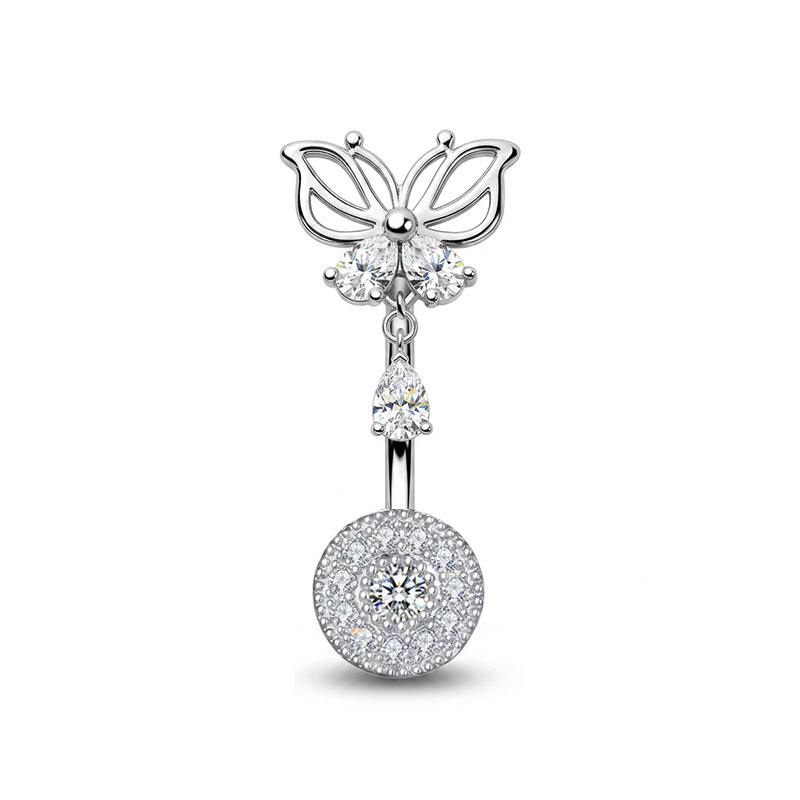 Minimalist Butterfly Belly Button Rings Inlaid Shiny Cubic Zirconia Hypoallergenic Steel for Women Everyday Wear Piercing Jewelry