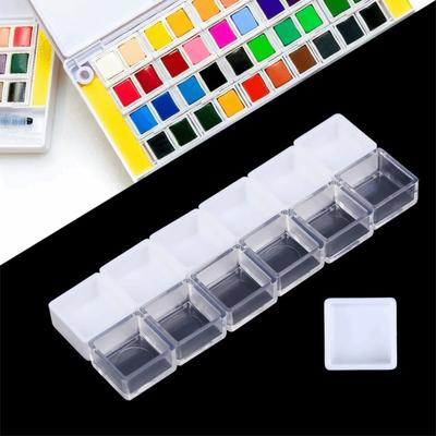 5/20/50pcs Plastic Pigment Box White Transparent Rectangle Paint Pans Mini Size Artists Palette DIY Watercolor Oil Painting