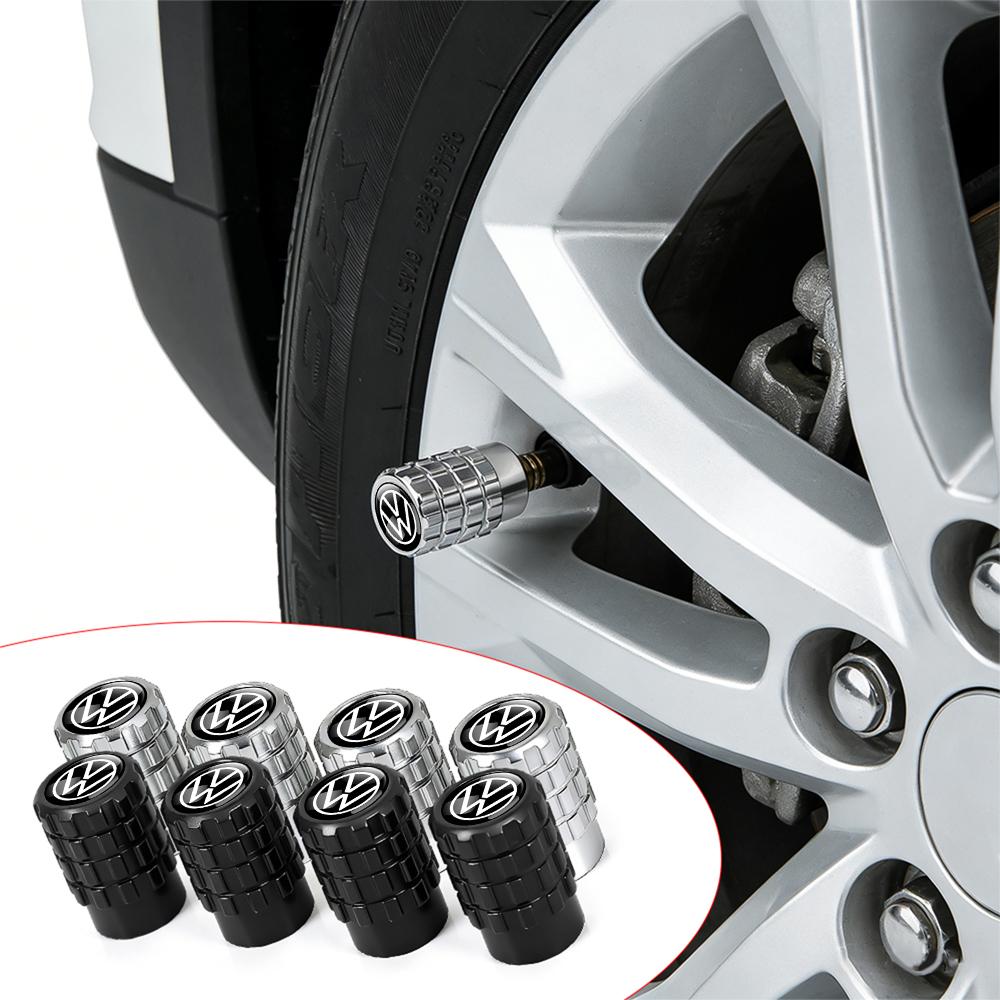 4PCS Car Badge Wheel Tire Valve Cover Caps For Volkswagen Polo Sharan Golf Scirocco Touran Touareg T3 Rline Jetta Tcross Tiguan GIT