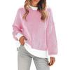 Neuer gestreifter gestreifter gestreifter farbiger Rundhals-Pullover lässig locker und vielseitig gestrickter Pullover-Top für Damen