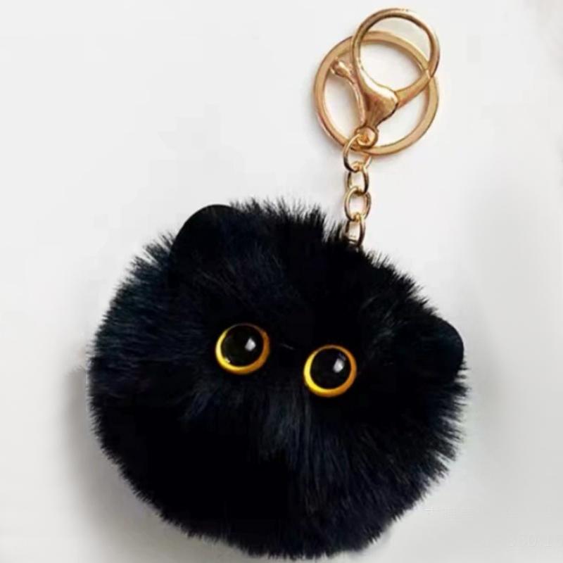 Black Cute Cat Ball Plush Toy Doll Small Pendant Cuddly Pillow Cushion Ins Capibara Plush Toy Doll For Boy Girl Brithday Gifts