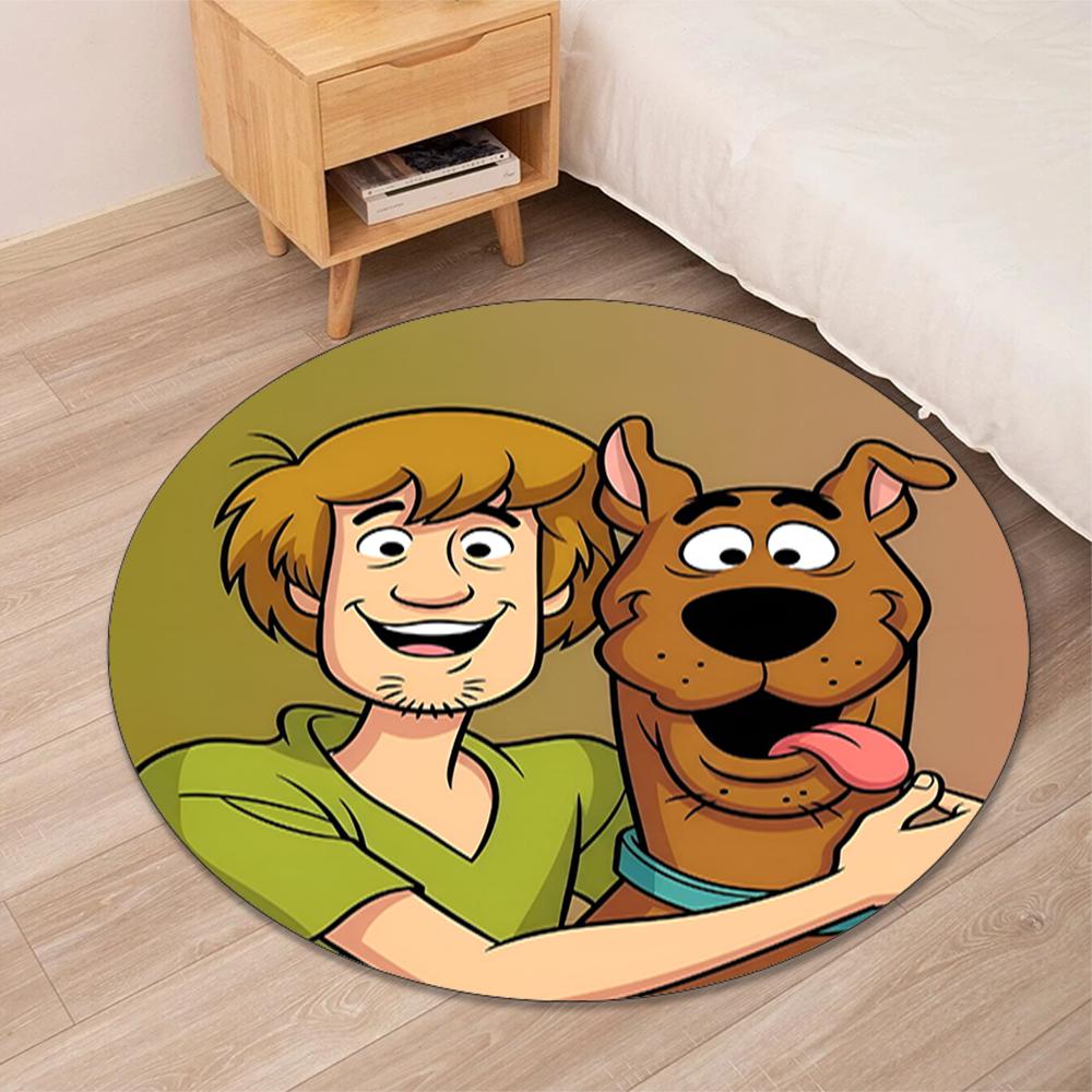 Scooby-Doo Printed Round Rug Carpet Chair Rug Area Rug Entryway Doormats,for Office Chair Living Room Bedroom Kitchen Room.