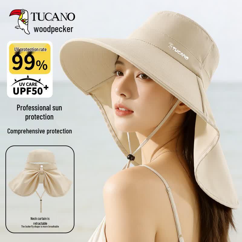 Woodpecker Women s Wide Brim UV Protection Sun Hat with Shawl One Size