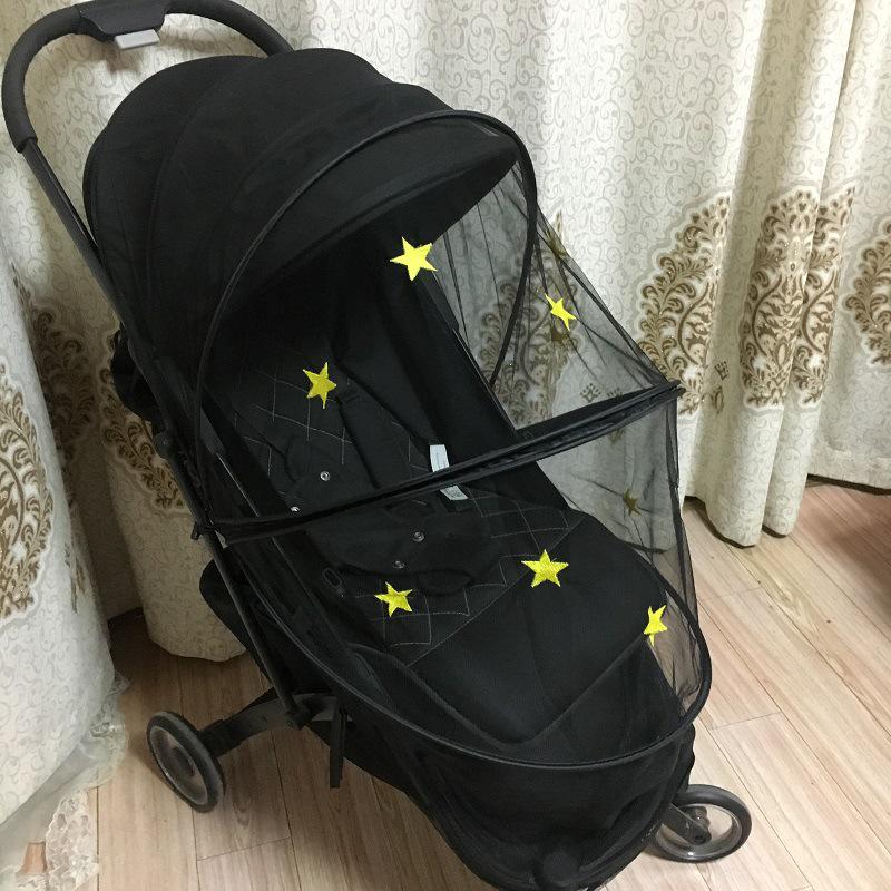 Universal Baby Stroller Mosquito Net with Zippered Embroidered Chrysanthemum Design