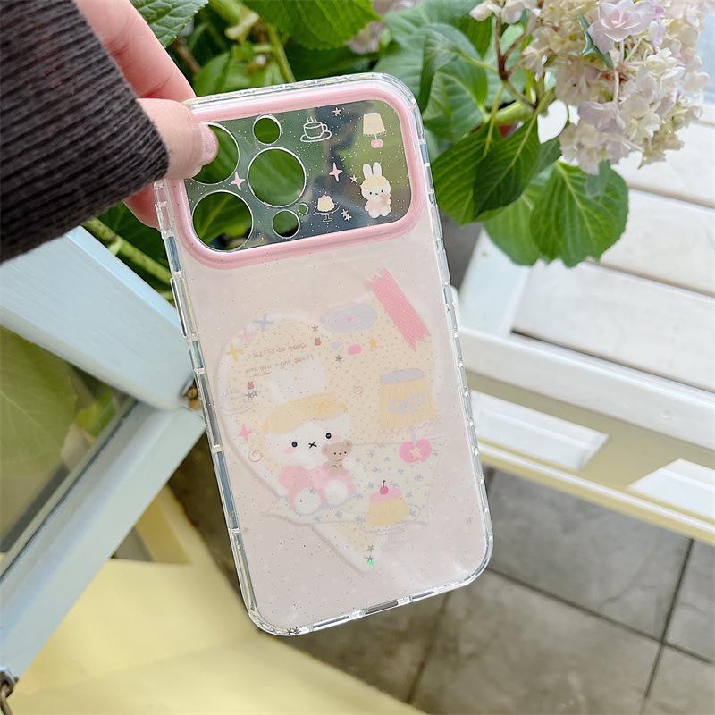 Sequin Heart Cute Rabbit iPhone Case for 17, 16 Pro Max, 15, 14 - High-End Design