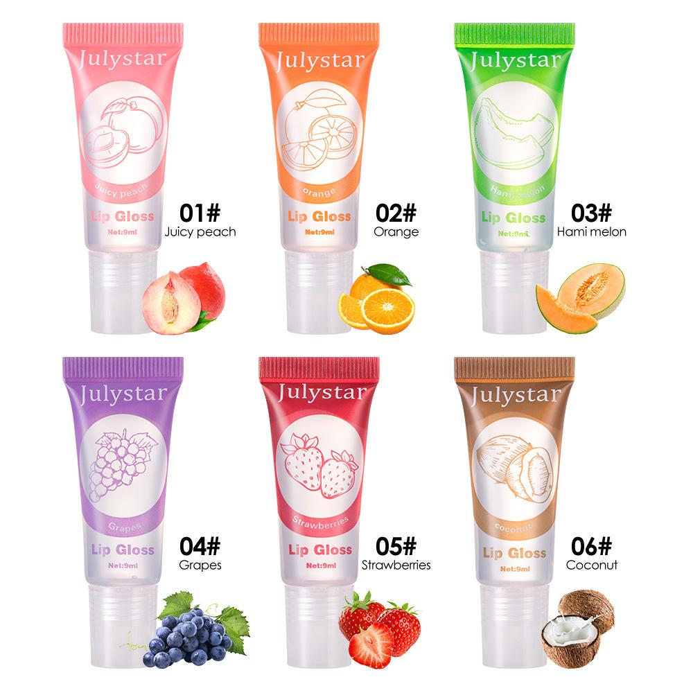 Julystar Fruit-flavored Clear Lip Oil 6-bottle Lip Care Set Moisturizing and Repairing Lip Care, Removing Dead Skin and Improving Lip Health