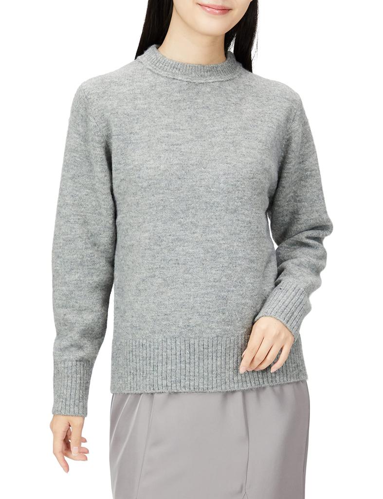 Mila Owen Crew Neck Compact Knit Gray Pullover, 09WNT225015, Women's,