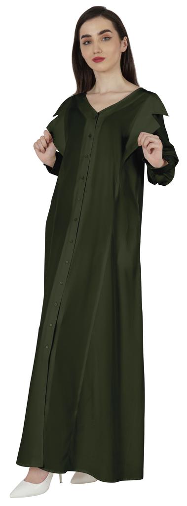 Bimba Abaya Islamic Prayer Dress With Hijab For Women's  Front Button Placket  Muslim