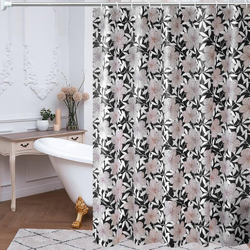 Household Waterproof Shower Curtain Bathroom Bathing Cover Mildew-proof Bath Curtains with Hook Portable Partition Screen Simple